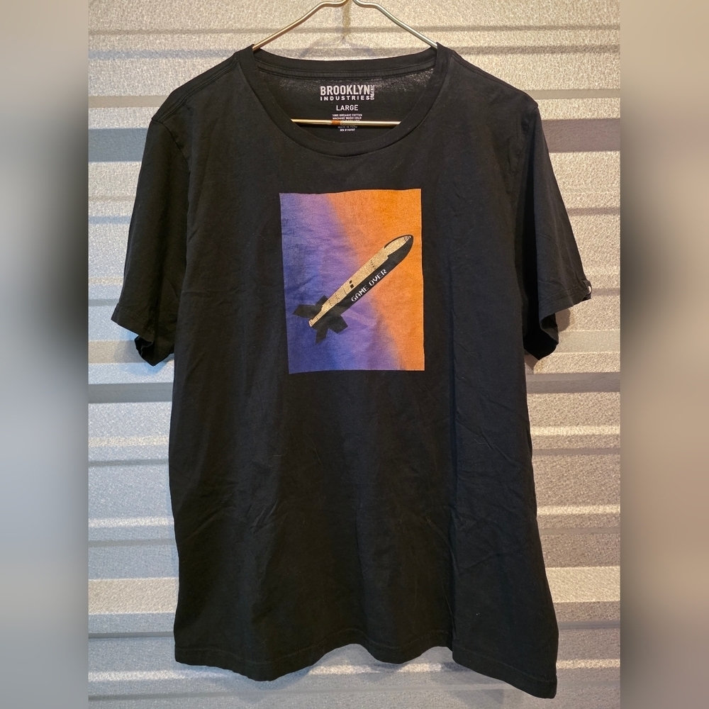 Brooklyn Industries Black Tee with Rocket Graphic